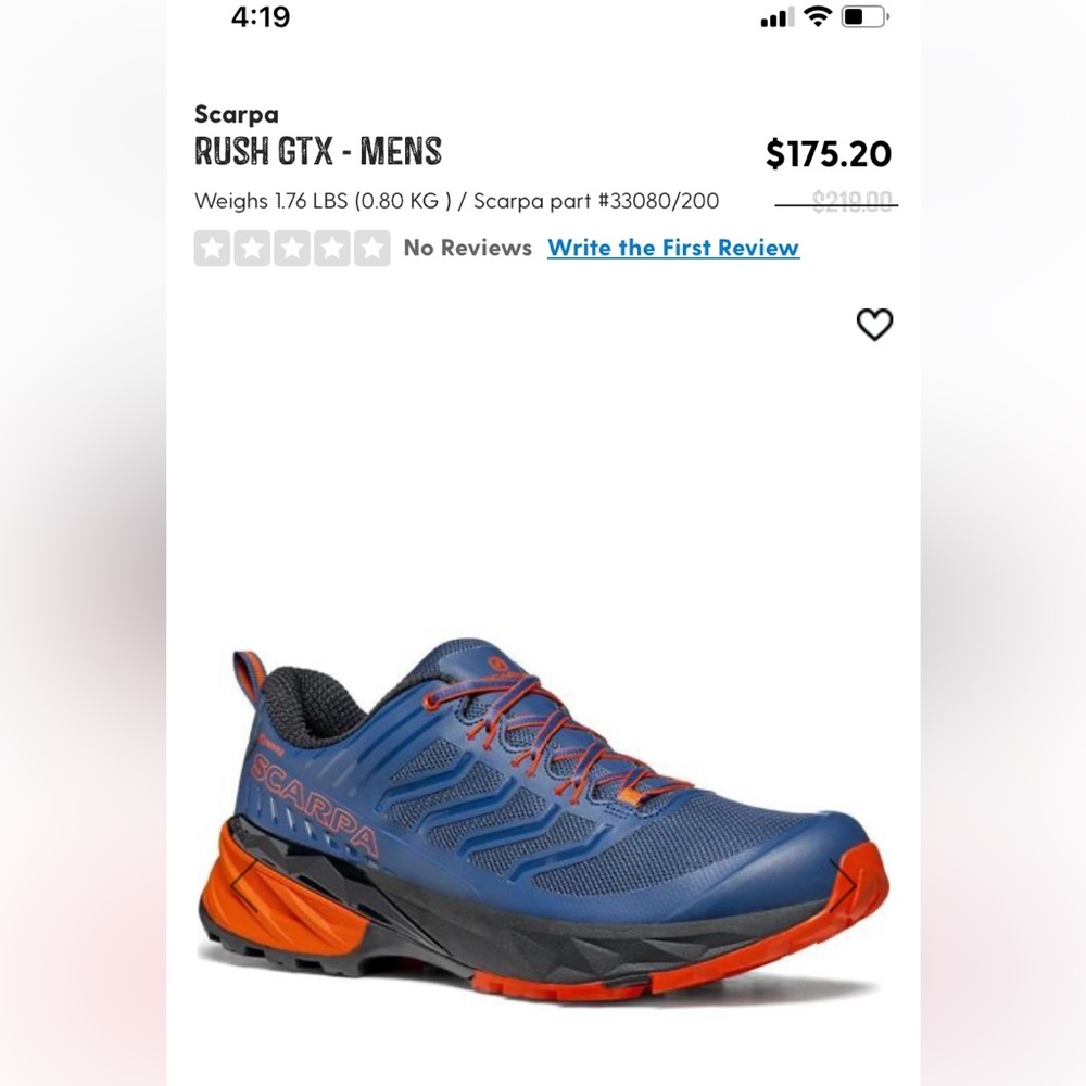 SCARPA RUSH-GTX Men’s size US10.5